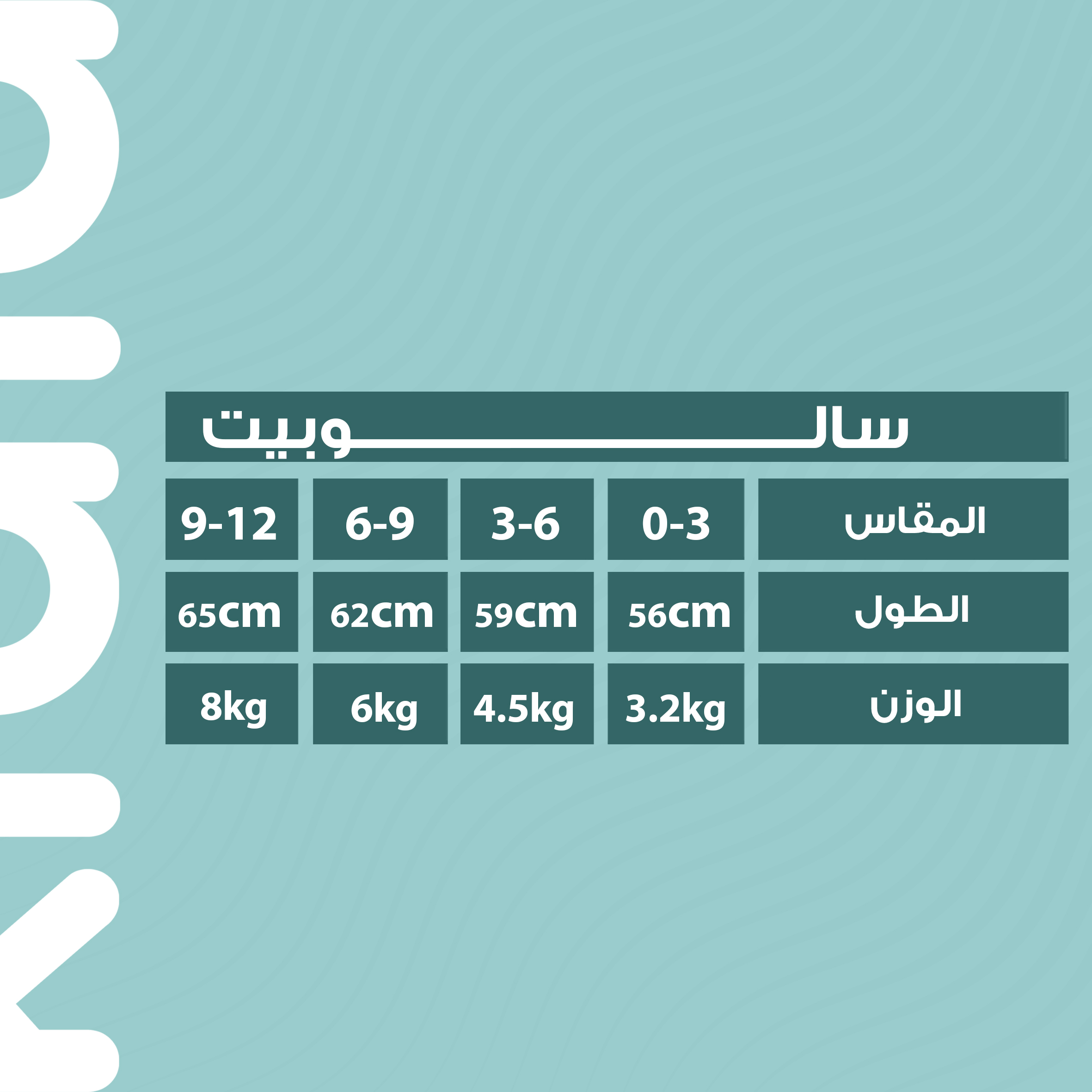 سالوبيت جونيور جدول مقاسات سالوبيت بيبي